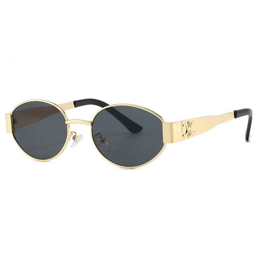Luxury Unisex Metal Sunglasses - Stylish UV400 Round Oval Shades - ZOOMNSTORE