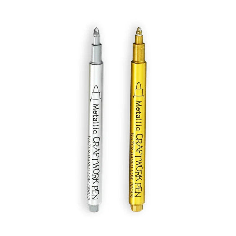Metallic Marker Pens Set - Gold  Silver Permanent Art Markers for Manga Crafts  Scrapbooking - ZOOMNSTORE