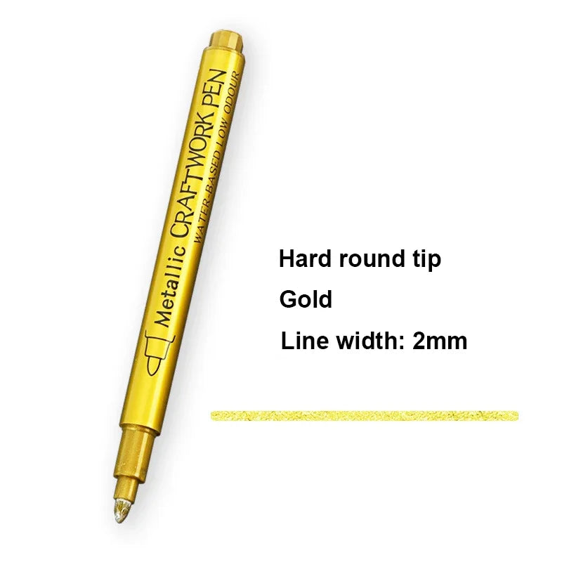 Metallic Marker Pens Set - Gold  Silver Permanent Art Markers for Manga Crafts  Scrapbooking - ZOOMNSTORE