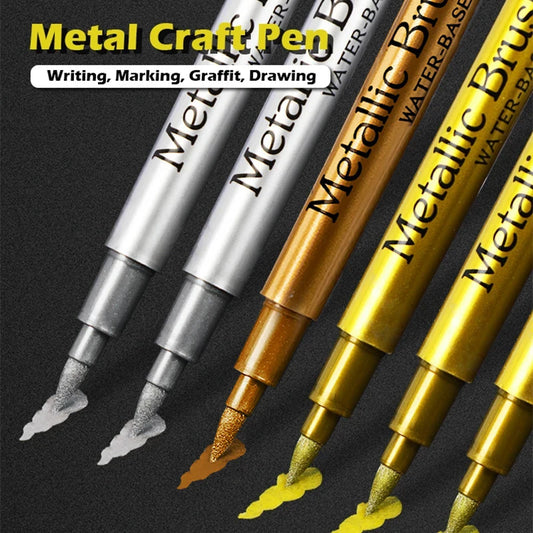 Metallic Marker Pens Set - Gold  Silver Permanent Art Markers for Manga Crafts  Scrapbooking - ZOOMNSTORE