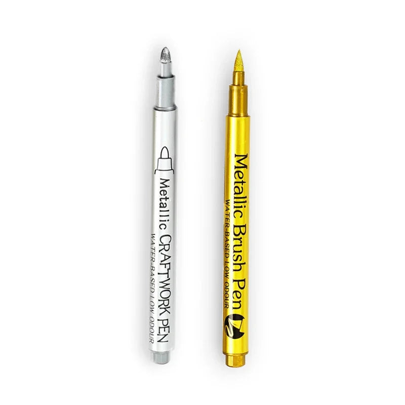 Metallic Marker Pens Set - Gold  Silver Permanent Art Markers for Manga Crafts  Scrapbooking - ZOOMNSTORE
