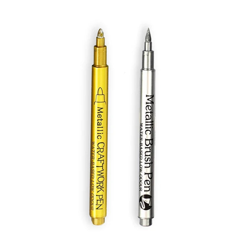 Metallic Marker Pens Set - Gold  Silver Permanent Art Markers for Manga Crafts  Scrapbooking - ZOOMNSTORE