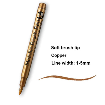 Metallic Marker Pens Set - Gold  Silver Permanent Art Markers for Manga Crafts  Scrapbooking - ZOOMNSTORE