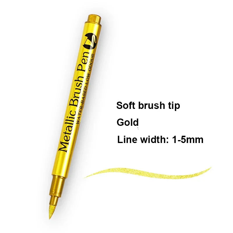 Metallic Marker Pens Set - Gold  Silver Permanent Art Markers for Manga Crafts  Scrapbooking - ZOOMNSTORE