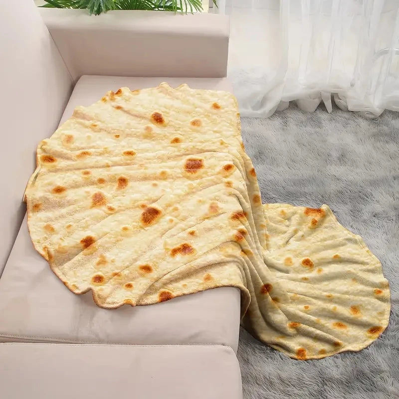 Mexican Tortilla Print Flannel Blanket - Soft Warm Throw for Couch Sofa Bed Camping Travel - ZOOMNSTORE