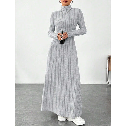 Mia Muse Womens High-Neck Maxi Wrap Dress - Long Sleeve Solid Color Casual Dress - ZOOMNSTORE