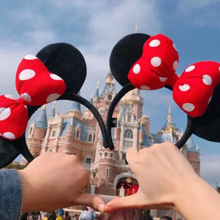 Disney Mickey Mouse Ear Headband Amusement Park Hair Hoop Fish Scale Sequin Mesh Party Headwear Girl Toy Birthday - ZOOMNSTORE