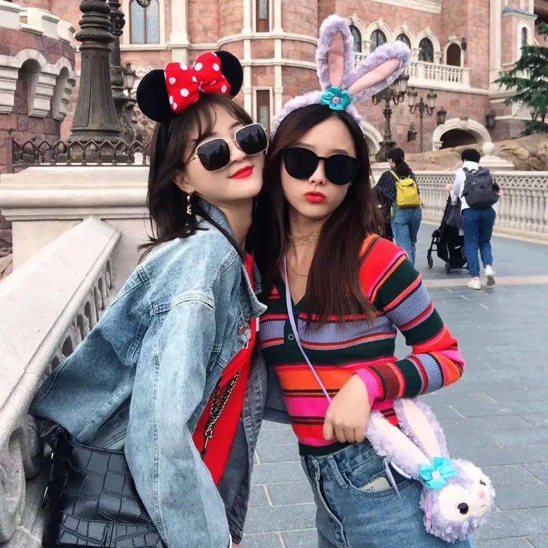 Disney Mickey Mouse Ear Headband Amusement Park Hair Hoop Fish Scale Sequin Mesh Party Headwear Girl Toy Birthday - ZOOMNSTORE
