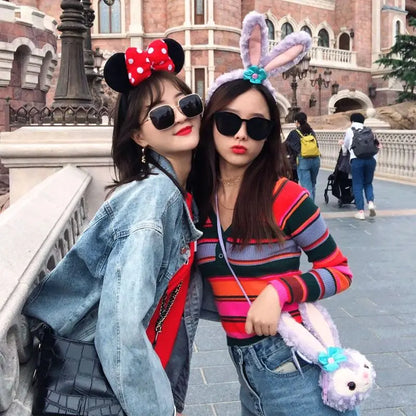 Disney Mickey Mouse Ear Headband Amusement Park Hair Hoop Fish Scale Sequin Mesh Party Headwear Girl Toy Birthday - ZOOMNSTORE