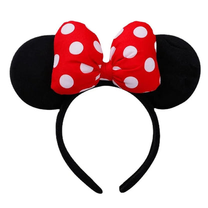 Disney Mickey Mouse Ear Headband Amusement Park Hair Hoop Fish Scale Sequin Mesh Party Headwear Girl Toy Birthday - ZOOMNSTORE