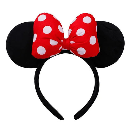 Disney Mickey Mouse Ear Headband Amusement Park Hair Hoop Fish Scale Sequin Mesh Party Headwear Girl Toy Birthday - ZOOMNSTORE