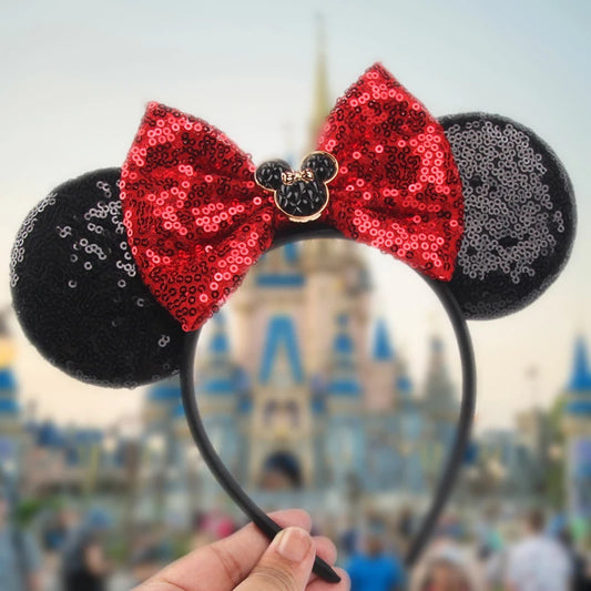 Mickey Mouse Ears Headband - Sequin Hair Bow for Halloween Festival and Cosplay - ZOOMNSTORE