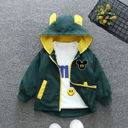 Mickey Mouse Hooded Jacket - Baby Boys  Girls Cartoon Zipper Coat - ZOOMNSTORE