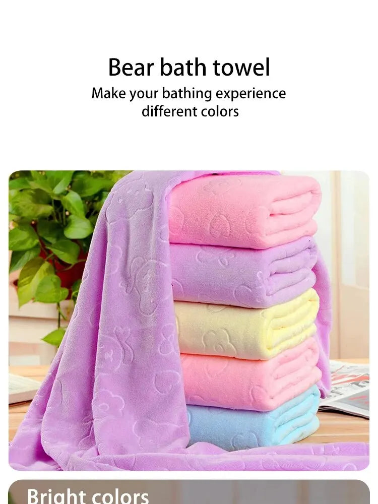 Cute Bear Microfiber Shower Towel - Lightweight Absorbent Bath  Beach Essential - ZOOMNSTORE