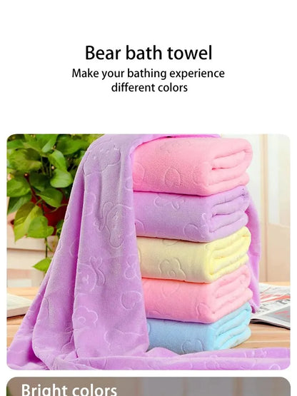 Cute Bear Microfiber Shower Towel - Lightweight Absorbent Bath  Beach Essential - ZOOMNSTORE