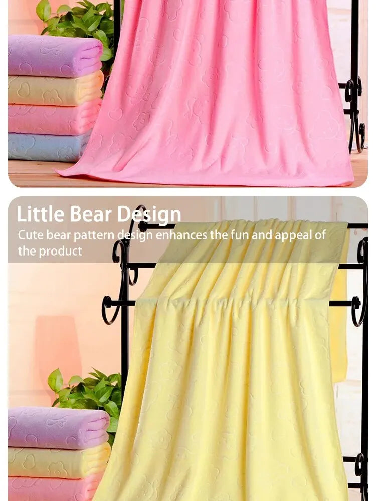 Cute Bear Microfiber Shower Towel - Lightweight Absorbent Bath  Beach Essential - ZOOMNSTORE