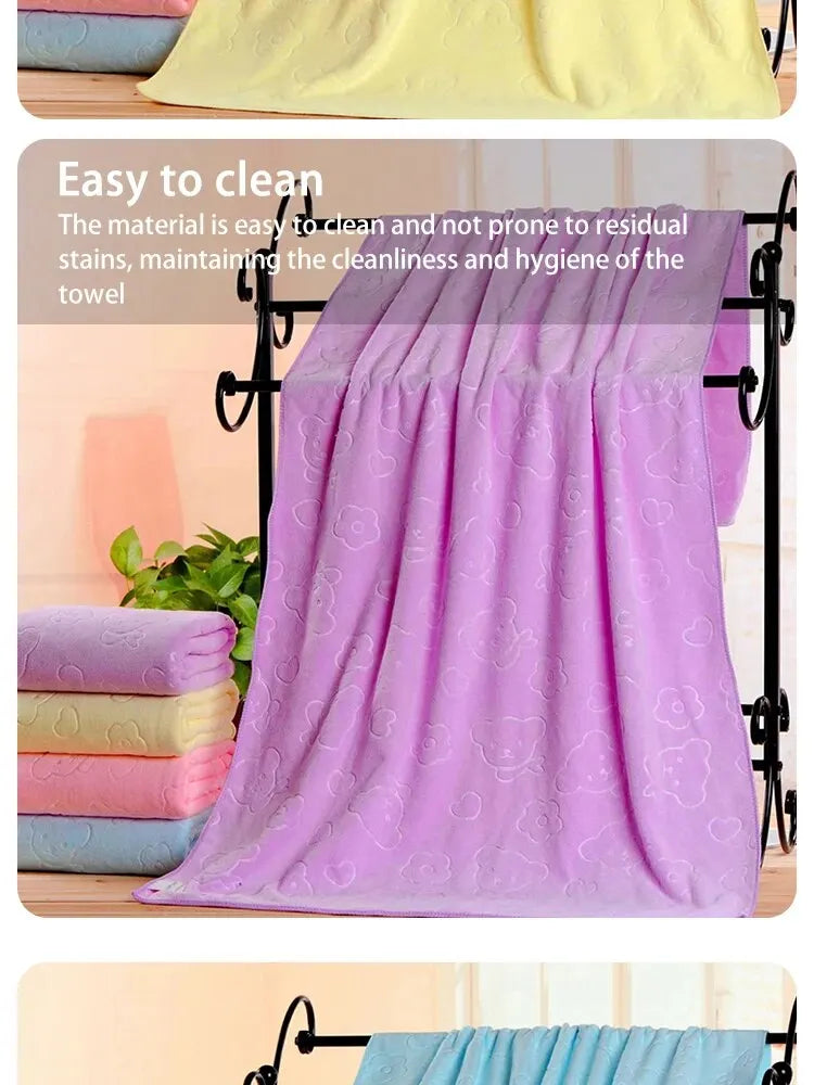 Cute Bear Microfiber Shower Towel - Lightweight Absorbent Bath  Beach Essential - ZOOMNSTORE