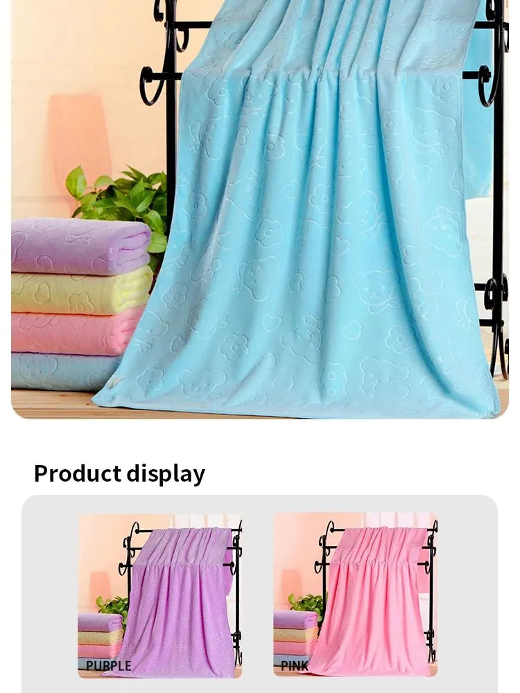 Cute Bear Microfiber Shower Towel - Lightweight Absorbent Bath  Beach Essential - ZOOMNSTORE