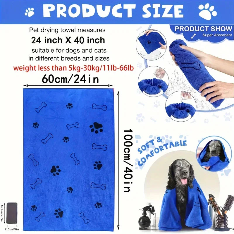 Microfiber Dog Towel - Quick Dry Pet Drying Towel with Dog Claw Protection - ZOOMNSTORE