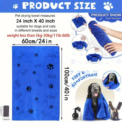 Microfiber Dog Towel - Quick Dry Pet Drying Towel with Dog Claw Protection - ZOOMNSTORE