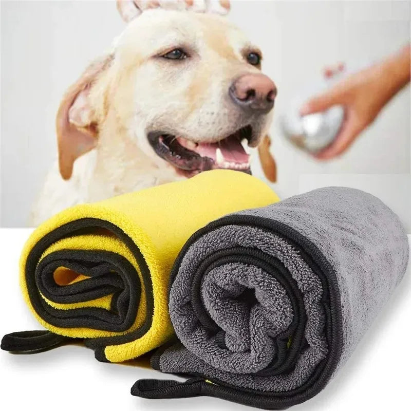 Microfiber Dog Towel - Super Soft Absorbent Pet Drying Cloth Quick Dry Bathrobe Wrap - ZOOMNSTORE