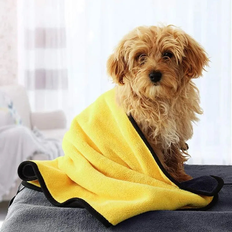 Microfiber Dog Towel - Super Soft Absorbent Pet Drying Cloth Quick Dry Bathrobe Wrap - ZOOMNSTORE