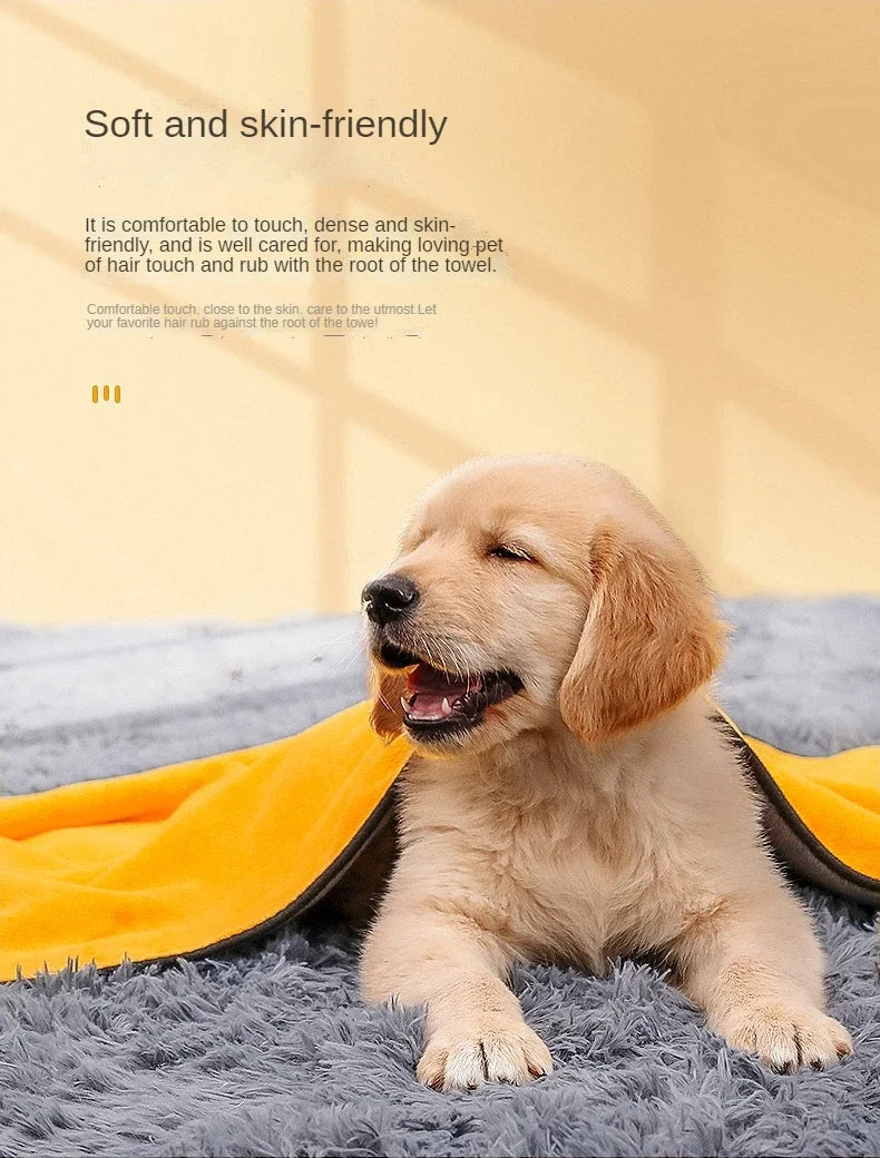 Microfiber Dog Towel - Super Soft Absorbent Pet Drying Cloth Quick Dry Bathrobe Wrap - ZOOMNSTORE