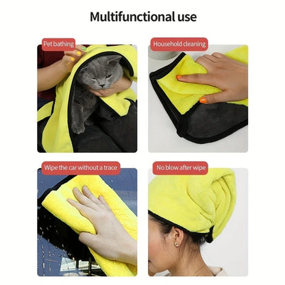 Microfiber Dog Towel - Super Soft Absorbent Pet Drying Cloth Quick Dry Bathrobe Wrap - ZOOMNSTORE