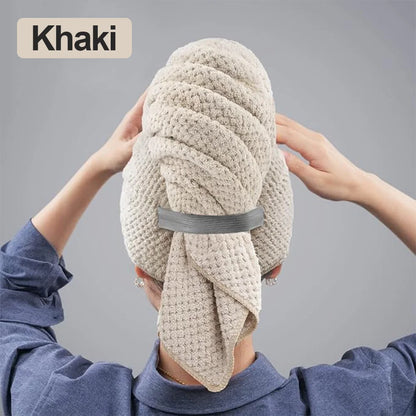 Microfiber Hair Towel Extra Large Wrap Quick Dry Hair Towel Wrap With Elastic Band , Ultra Absorbent Soft Hair Towel Wrap Turban - ZOOMNSTORE