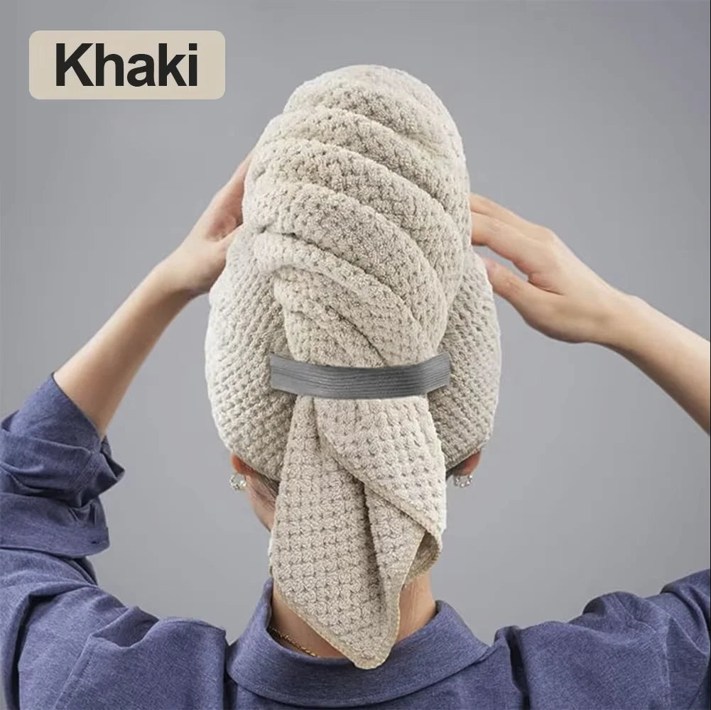 Microfiber Hair Towel Extra Large Wrap Quick Dry Hair Towel Wrap With Elastic Band , Ultra Absorbent Soft Hair Towel Wrap Turban - ZOOMNSTORE