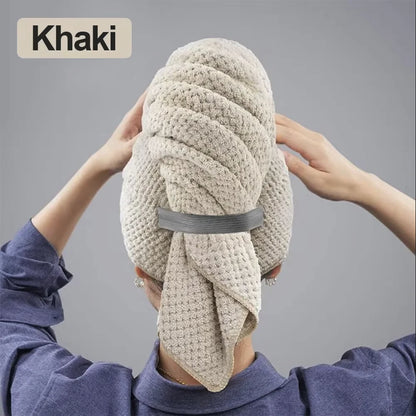 Microfiber Hair Towel Extra Large Wrap Quick Dry Hair Towel Wrap With Elastic Band , Ultra Absorbent Soft Hair Towel Wrap Turban - ZOOMNSTORE