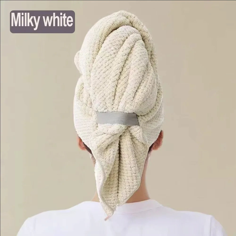 Microfiber Hair Towel Extra Large Wrap Quick Dry Hair Towel Wrap With Elastic Band , Ultra Absorbent Soft Hair Towel Wrap Turban - ZOOMNSTORE