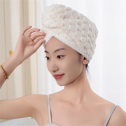 Microfiber Hair Towel Wrap Thickened Coral Velvet Cationic Dry Hair Cap Water Absorption and Quick Drying Striped Bath Cap - ZOOMNSTORE