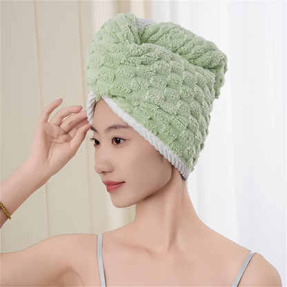 Microfiber Hair Towel Wrap Thickened Coral Velvet Cationic Dry Hair Cap Water Absorption and Quick Drying Striped Bath Cap - ZOOMNSTORE