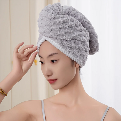 Microfiber Hair Towel Wrap Thickened Coral Velvet Cationic Dry Hair Cap Water Absorption and Quick Drying Striped Bath Cap - ZOOMNSTORE