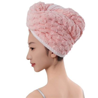 Microfiber Hair Towel Wrap Thickened Coral Velvet Cationic Dry Hair Cap Water Absorption and Quick Drying Striped Bath Cap - ZOOMNSTORE