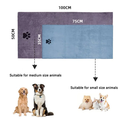 Microfiber Pet Towel – Super Absorbent Dog Bath Towel for Quick Drying & Grooming - ZOOMNSTORE