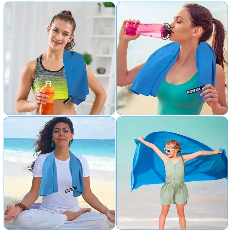 2-pcs Microfibre set sports towel fitness swimming towel body bath towel canbeused for yoga running camping beach WashclothTowel - ZOOMNSTORE