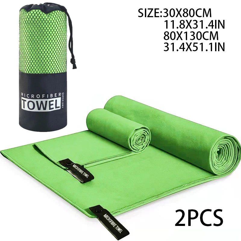 2-pcs Microfibre set sports towel fitness swimming towel body bath towel canbeused for yoga running camping beach WashclothTowel - ZOOMNSTORE