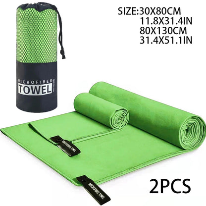 2-pcs Microfibre set sports towel fitness swimming towel body bath towel canbeused for yoga running camping beach WashclothTowel - ZOOMNSTORE