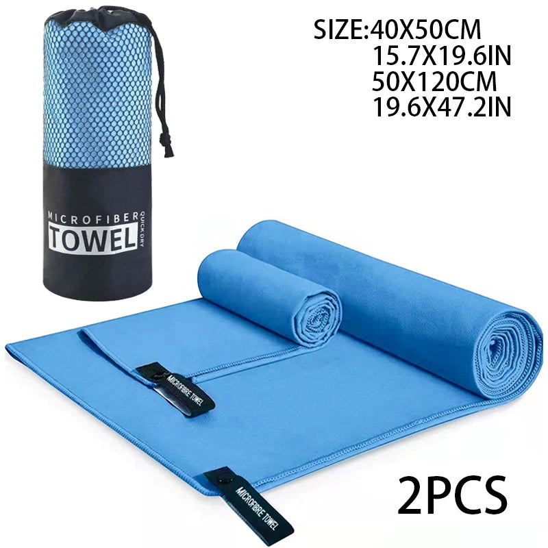 2-pcs Microfibre set sports towel fitness swimming towel body bath towel canbeused for yoga running camping beach WashclothTowel - ZOOMNSTORE