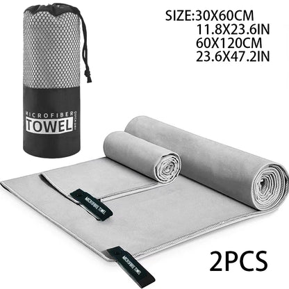 2-pcs Microfibre set sports towel fitness swimming towel body bath towel canbeused for yoga running camping beach WashclothTowel - ZOOMNSTORE