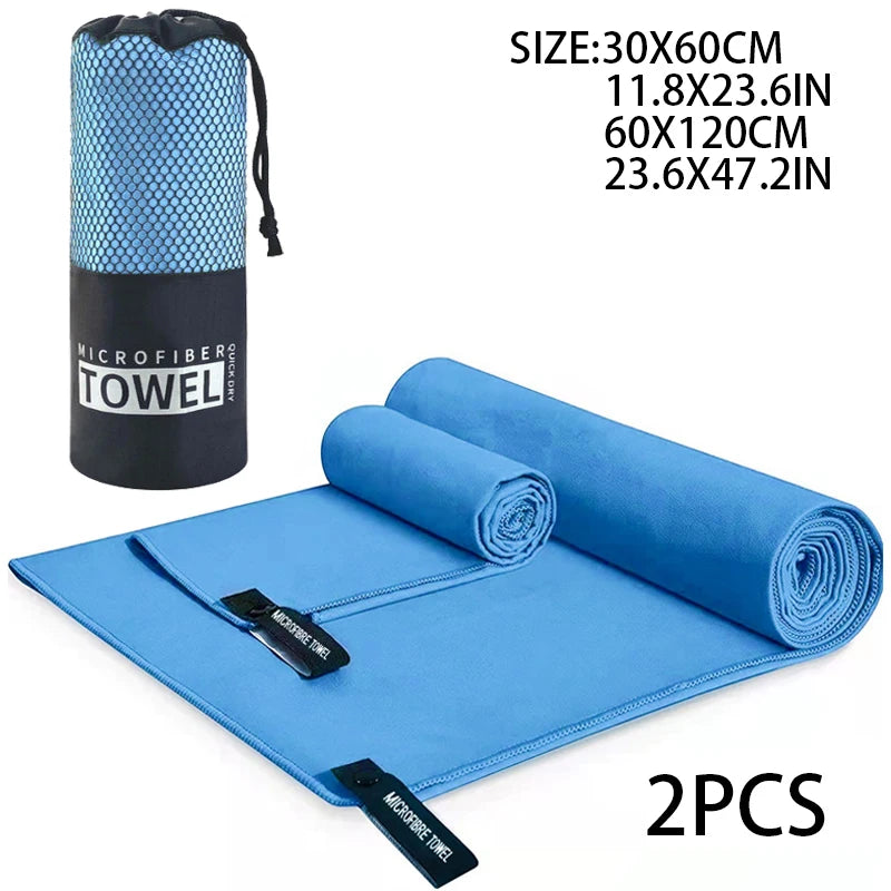 2-pcs Microfibre set sports towel fitness swimming towel body bath towel canbeused for yoga running camping beach WashclothTowel - ZOOMNSTORE