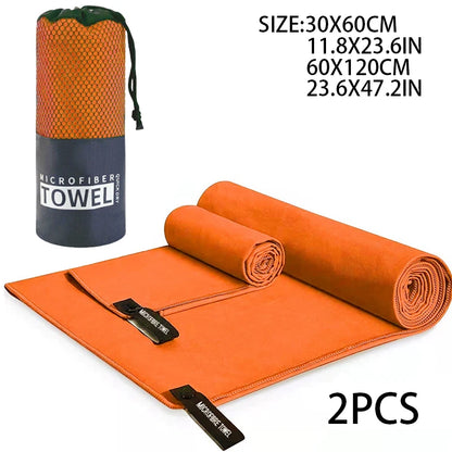 2-pcs Microfibre set sports towel fitness swimming towel body bath towel canbeused for yoga running camping beach WashclothTowel - ZOOMNSTORE