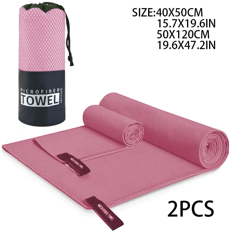 2-pcs Microfibre set sports towel fitness swimming towel body bath towel canbeused for yoga running camping beach WashclothTowel - ZOOMNSTORE