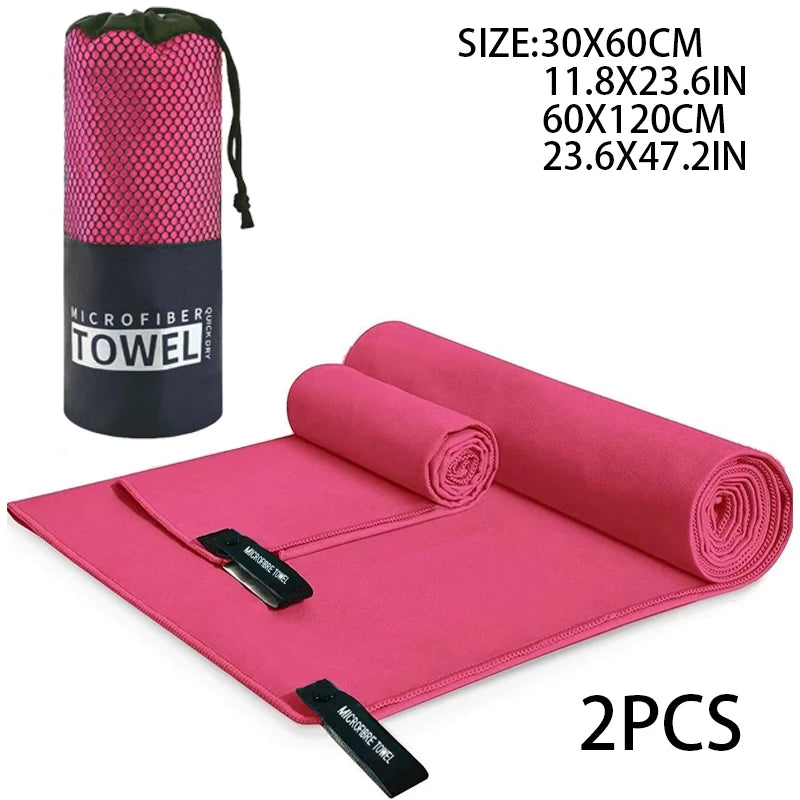 2-pcs Microfibre set sports towel fitness swimming towel body bath towel canbeused for yoga running camping beach WashclothTowel - ZOOMNSTORE