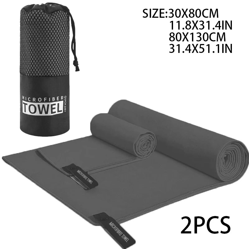 2-pcs Microfibre set sports towel fitness swimming towel body bath towel canbeused for yoga running camping beach WashclothTowel - ZOOMNSTORE