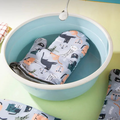 Microwave Oven Mitts - Heat Resistant Non Slip Cotton Gloves For Kitchen Baking - ZOOMNSTORE