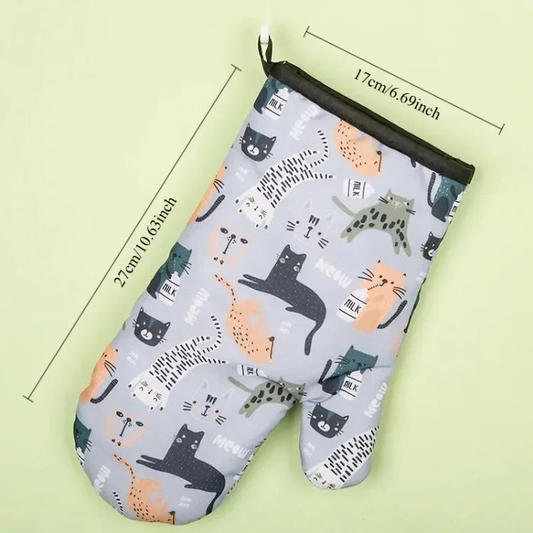 Microwave Oven Mitts - Heat Resistant Non Slip Cotton Gloves For Kitchen Baking - ZOOMNSTORE