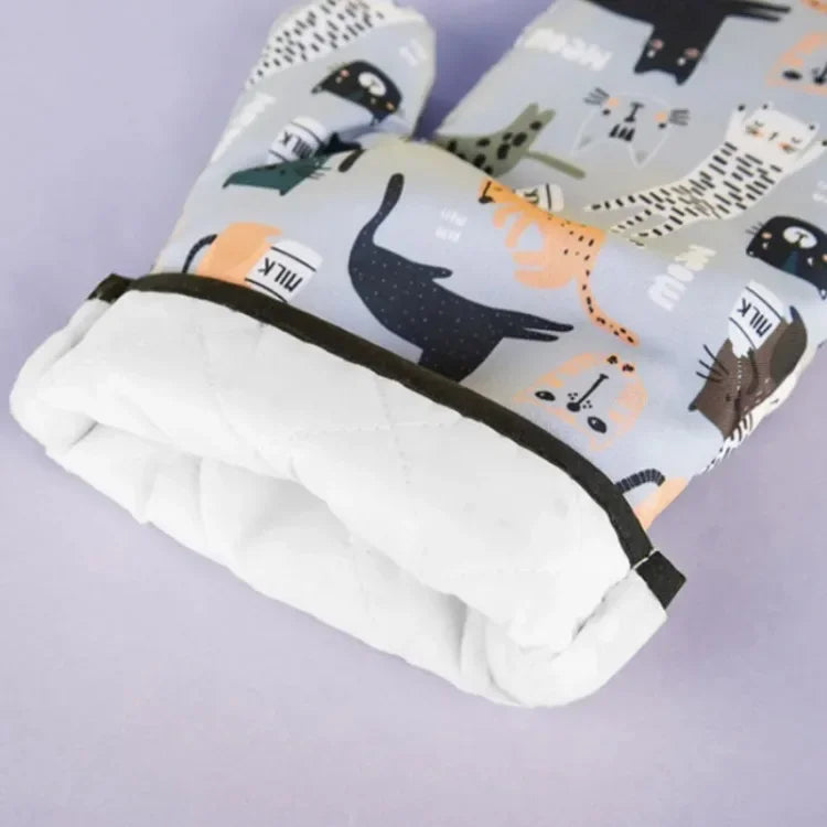 Microwave Oven Mitts - Heat Resistant Non Slip Cotton Gloves For Kitchen Baking - ZOOMNSTORE